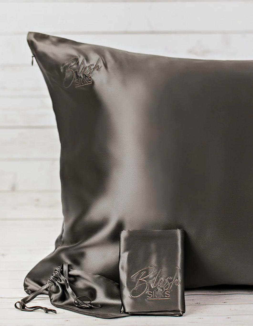 Blush Silks Pure Mulberry Silk Pillowcase - CHARCOAL