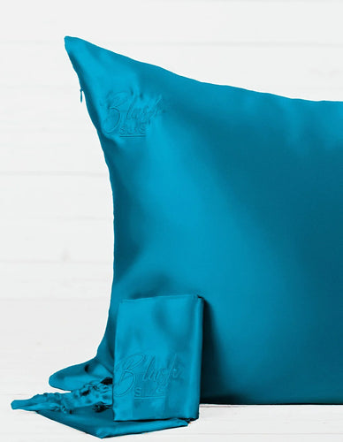 Blush Silks Pure Mulberry Silk Pillowcase - COBALT